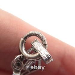 925 Sterling Silver Antique Rhinestone & Camphor Frosted Glass Bracelet 6.5