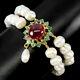 925 Sterling Silver Bracelet Oval Ruby Emerald Pearl Tourmaline Gemstone Size 8