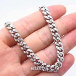 925 Sterling Silver C Z Cuban Chain Necklace 16