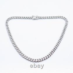 925 Sterling Silver C Z Cuban Chain Necklace 16