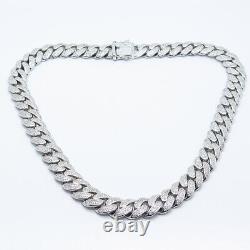 925 Sterling Silver C Z Cuban Chain Necklace 20