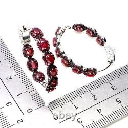 925 Sterling Silver Earrings Oval Ruby Ruby Diamond Cut Natural Gemstone Jewelry