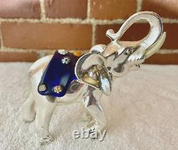 925 Sterling Silver Elephant Hand Blown Millefiori Murano Glass Paperweight 4.5