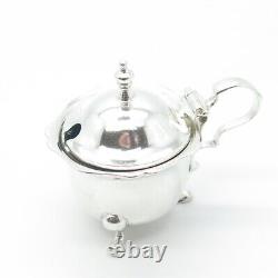 925 Sterling Silver & Glass Antique 1921 E S Barnsley Birmingham Mustard Pot