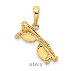 925 Sterling Silver Glass Charm Pendant 14K Yellow Gold Plated Free Chain 18