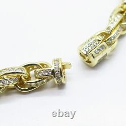 925 Sterling Silver Gold Plated C Z Rolo Chain Necklace 23