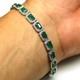 925 Sterling Silver Green Emerald & Zircon Bracelet 7.5 White Gold Minimolist