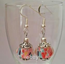 925 Sterling Silver Hook European Murano Glass Lampwork Beads Dangle Earrings Us