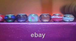 925 Sterling Silver Italy Glass Murano Slider Charm 48 Bead Lot Multi Color