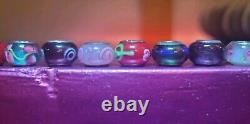 925 Sterling Silver Italy Glass Murano Slider Charm 48 Bead Lot Multi Color