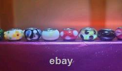 925 Sterling Silver Italy Glass Murano Slider Charm 48 Bead Lot Multi Color