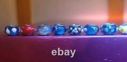 925 Sterling Silver Italy Glass Murano Slider Charm 48 Bead Lot Multi Color
