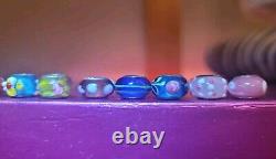 925 Sterling Silver Italy Glass Murano Slider Charm 48 Bead Lot Multi Color