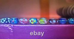 925 Sterling Silver Italy Glass Murano Slider Charm 48 Bead Lot Multi Color