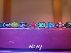 925 Sterling Silver Italy Glass Murano Slider Charm 48 Bead Lot Multi Color