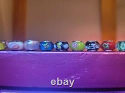 925 Sterling Silver Italy Glass Murano Slider Charm 48 Bead Lot Multi Color