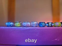 925 Sterling Silver Italy Glass Murano Slider Charm 48 Bead Lot Multi Color