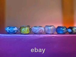 925 Sterling Silver Italy Glass Murano Slider Charm 48 Bead Lot Multi Color