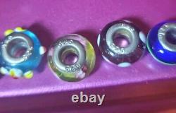 925 Sterling Silver Italy Glass Murano Slider Charm 48 Bead Lot Multi Color