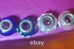 925 Sterling Silver Italy Glass Murano Slider Charm 48 Bead Lot Multi Color