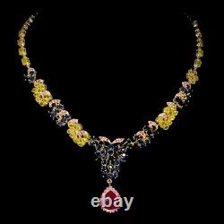 925 Sterling Silver Necklace Pear Ruby 12x10mm Ruby Sapphire Gemstone Jewelry 16