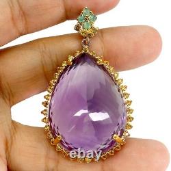 925 Sterling Silver Pendant Pear Amethyst 105ct Emerald Sapphire Handmade Gems