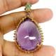 925 Sterling Silver Pendant Pear Amethyst 105ct Emerald Sapphire Handmade Gems