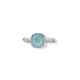 925 Sterling Silver Square Aqua Roman Glass With Pebble Band Ring