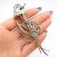 925 Sterling Silver Vintage Eyf Blue Topaz-tone Glass Floral Leaf Pin Brooch