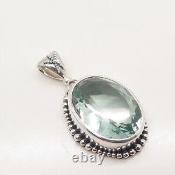 925 Sterling Silver Vintage Gemala Blue Glass Beaded Pendant