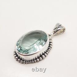 925 Sterling Silver Vintage Gemala Blue Glass Beaded Pendant