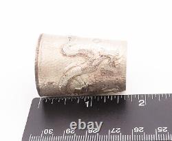 925 Sterling Silver Vintage Glass Mini Dented Carved Chinese Dragon TR3710