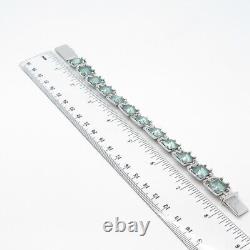 925 Sterling Silver Vintage Glass Square Link Bracelet 7.25