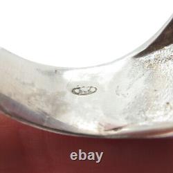 925 Sterling Silver Vintage Italy Red Glass Modernist Ring Size 11.25
