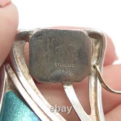 925 Sterling Silver Vintage Kit Horton Glass Modernist Panel Link Bracelet 6.5