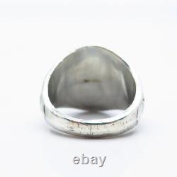 925 Sterling Silver Vintage Lab-Created Sapphire School Ring Size 9