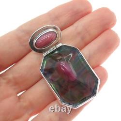 925 Sterling Silver Vintage Murano Glass Modernist Slide Charm Pendant