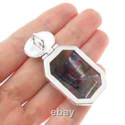 925 Sterling Silver Vintage Murano Glass Modernist Slide Charm Pendant
