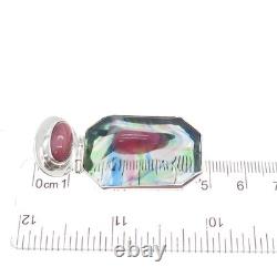 925 Sterling Silver Vintage Murano Glass Modernist Slide Charm Pendant