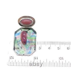 925 Sterling Silver Vintage Murano Glass Modernist Slide Charm Pendant