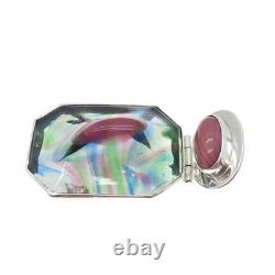 925 Sterling Silver Vintage Murano Glass Modernist Slide Charm Pendant