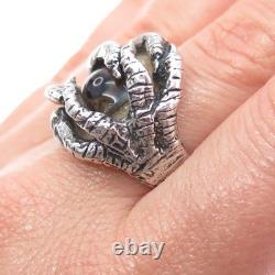 925 Sterling Silver Vintage Roman Glass Necromance Evil's Eye Ring Size 8.25