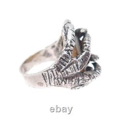925 Sterling Silver Vintage Roman Glass Necromance Evil's Eye Ring Size 8.25