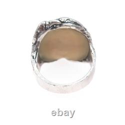 925 Sterling Silver Vintage Roman Glass Necromance Evil's Eye Ring Size 8.25