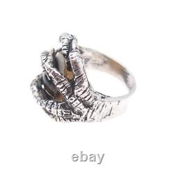 925 Sterling Silver Vintage Roman Glass Necromance Evil's Eye Ring Size 8.25