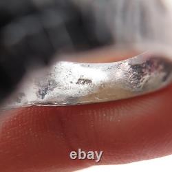 925 Sterling Silver Vintage Roman Glass Necromance Evil's Eye Ring Size 8.25