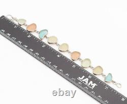 925 Sterling Silver Vintage Sea Stone Type Recycled Glass Bracelet BT9820