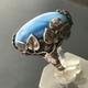 925 Sterling Silver Star Sapphire Glass Cocktail Ring Vintage Arts & Crafts