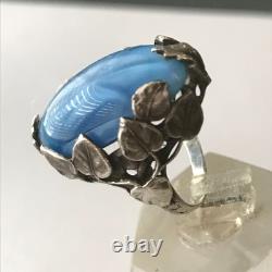 925 Sterling silver Star sapphire Glass Cocktail Ring Vintage Arts & Crafts