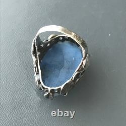 925 Sterling silver Star sapphire Glass Cocktail Ring Vintage Arts & Crafts